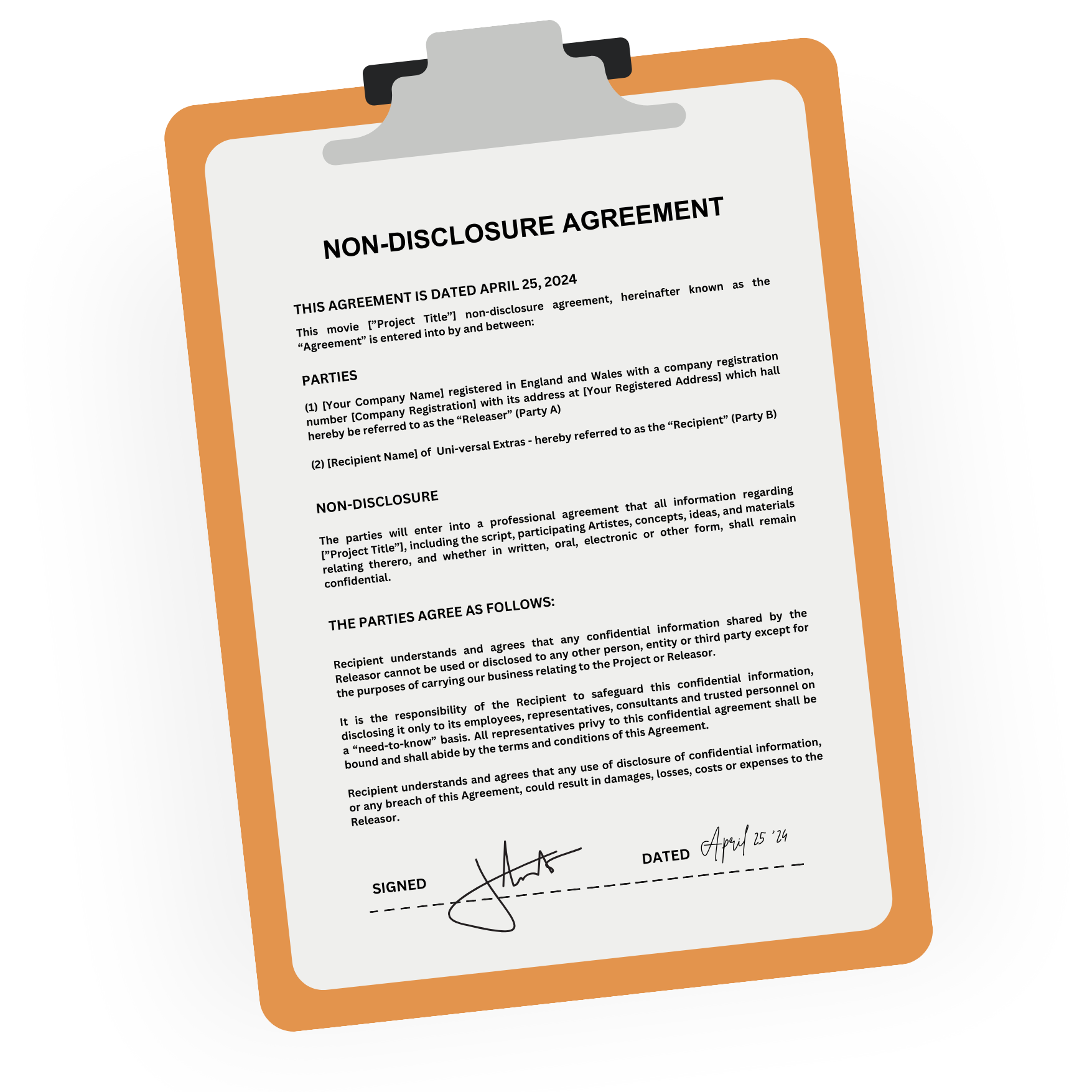 Example Non-Disclosure Agreement | Uni-versal Extras